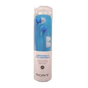 Sony MDR-EX15LP Blue Stereo Headphones Comfortable Fit Noise Isolation Wired NEW